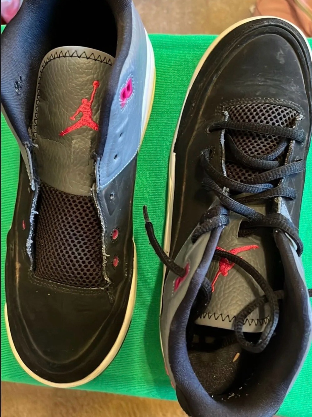 Jordan Black and Gray Sneakers with Red Jumpman Accents